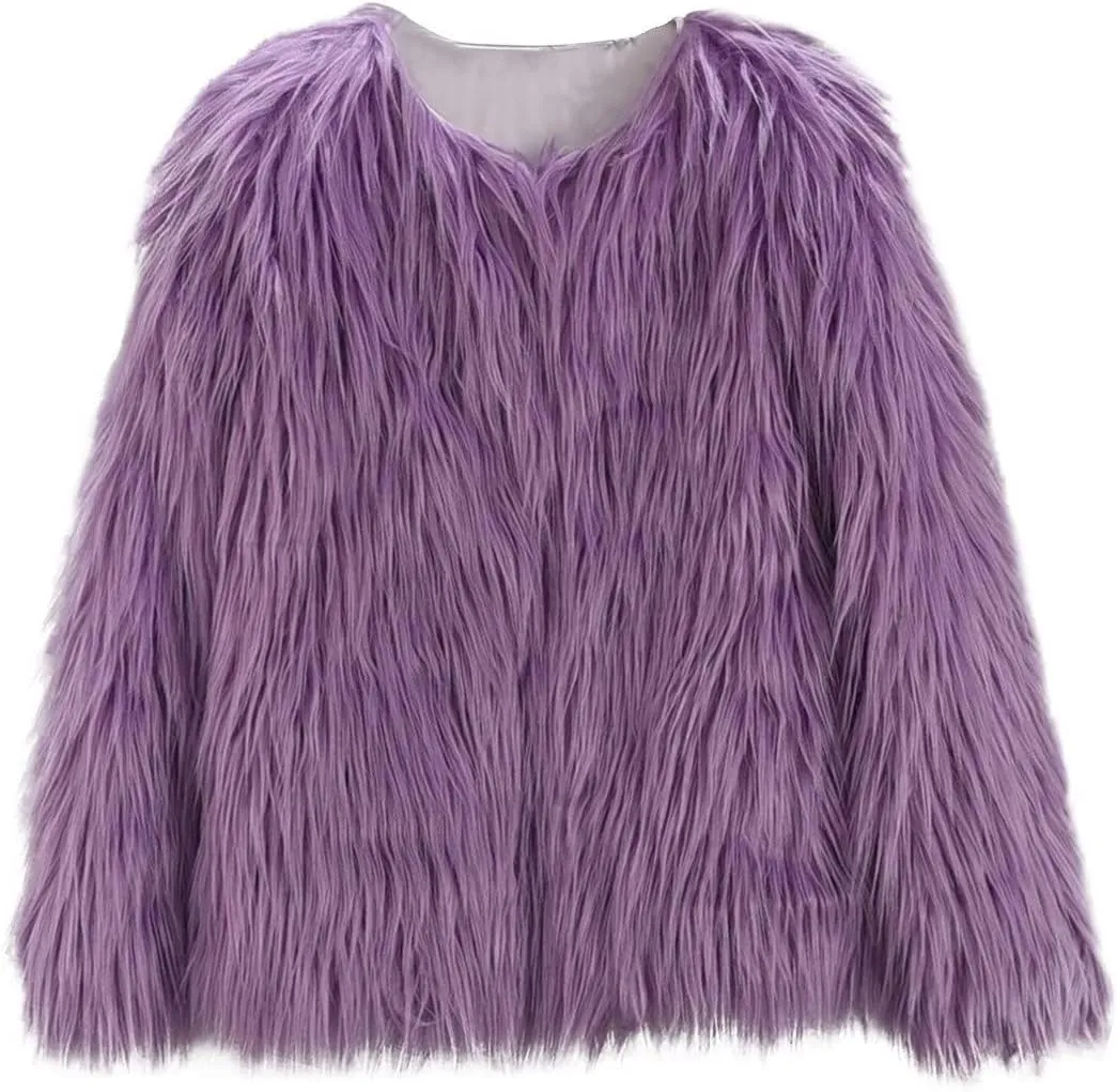 2 to 10 Years Kids Baby Girls Long Sleeve Furry Coat Faux  Coat Jacket Winter Thick Warm Fleece Coat Outwear