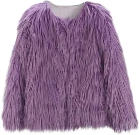 2 to 10 Years Kids Baby Girls Long Sleeve Furry Coat Faux  Coat Jacket Winter Thick Warm Fleece Coat Outwear