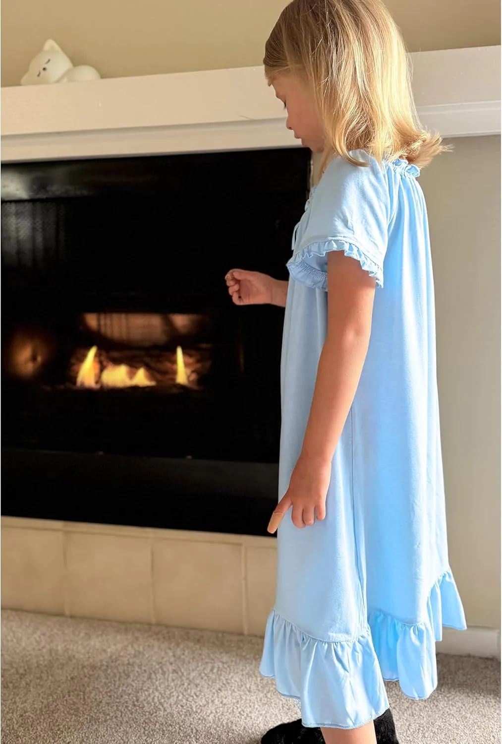 Arshiner Girls Nightgowns Sleepwear Short Sleeve Victorian Pajama Dress Soft Princess Sleepshirt for 3-12 Years Kids