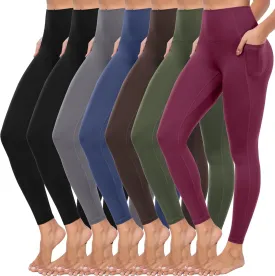 ATHVOTAR Leggings with Pockets for Women, 7 Packs High Waisted Workout Tummy Control Yoga Pants
