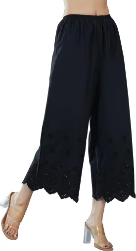 BEAUTELICATE Vintage Cotton Shorts Pettipants Culotte Slip Cropped Sleepwear Pants with Lace Edge