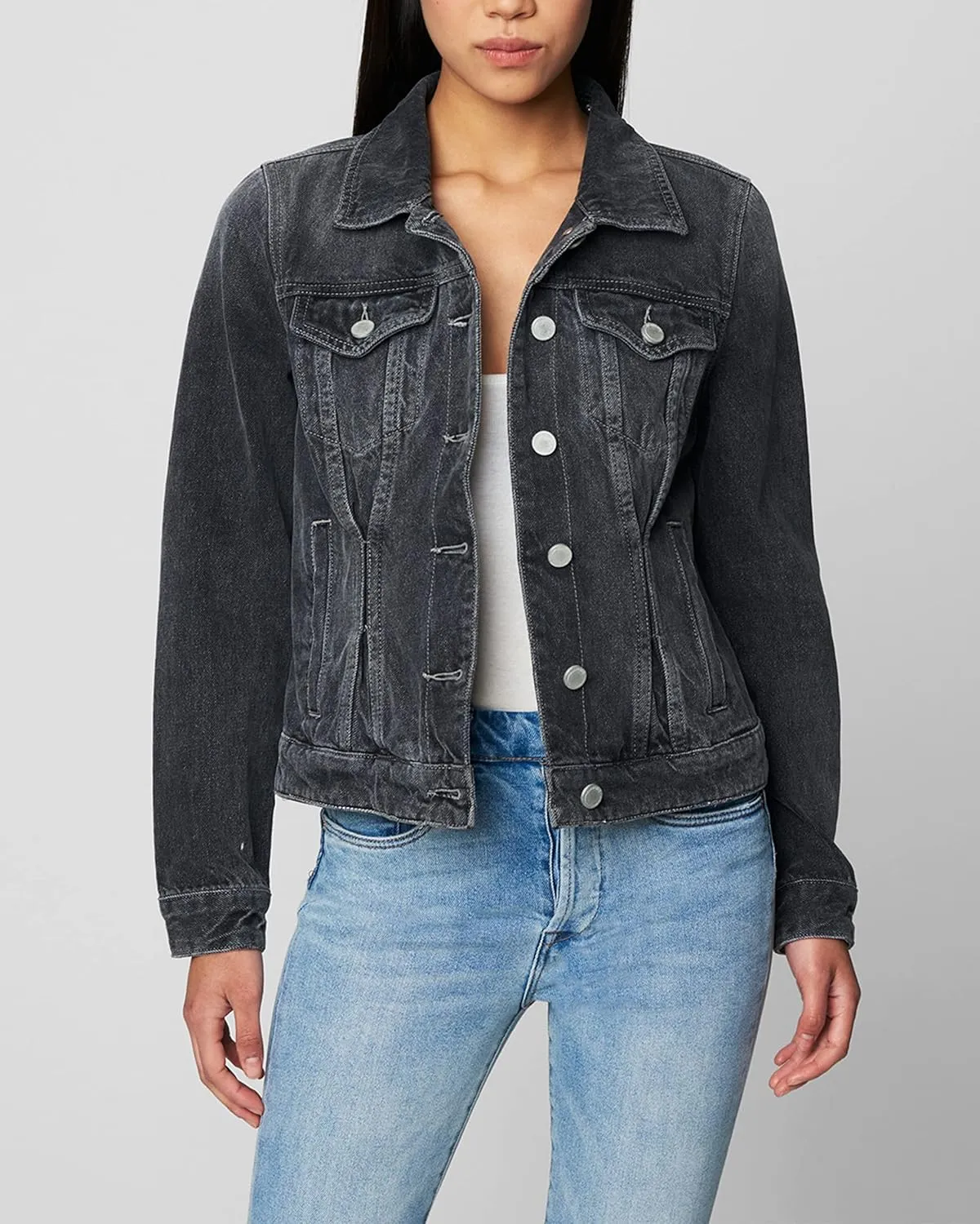 [BLANKNYC] Womens Luxury Clothing Denim Trucker Jacket With Removable Hood