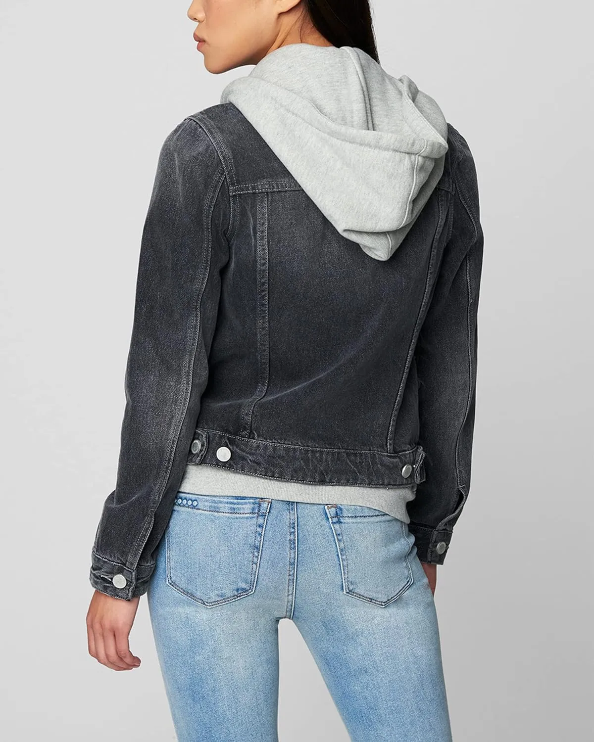 [BLANKNYC] Womens Luxury Clothing Denim Trucker Jacket With Removable Hood
