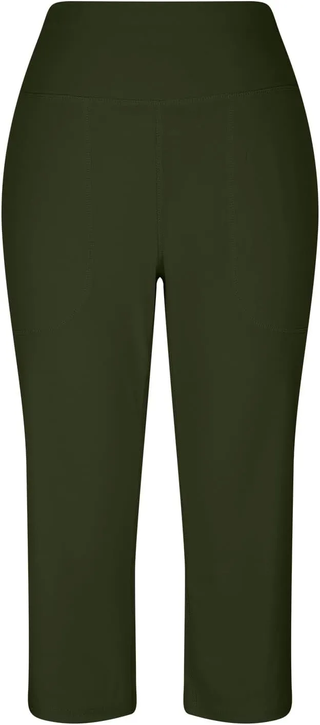 Capri Pants for Women Summer Wide Leg Capri Pants with Pockets Tummy Control Yoga Capris Plus Size Cropped Pants