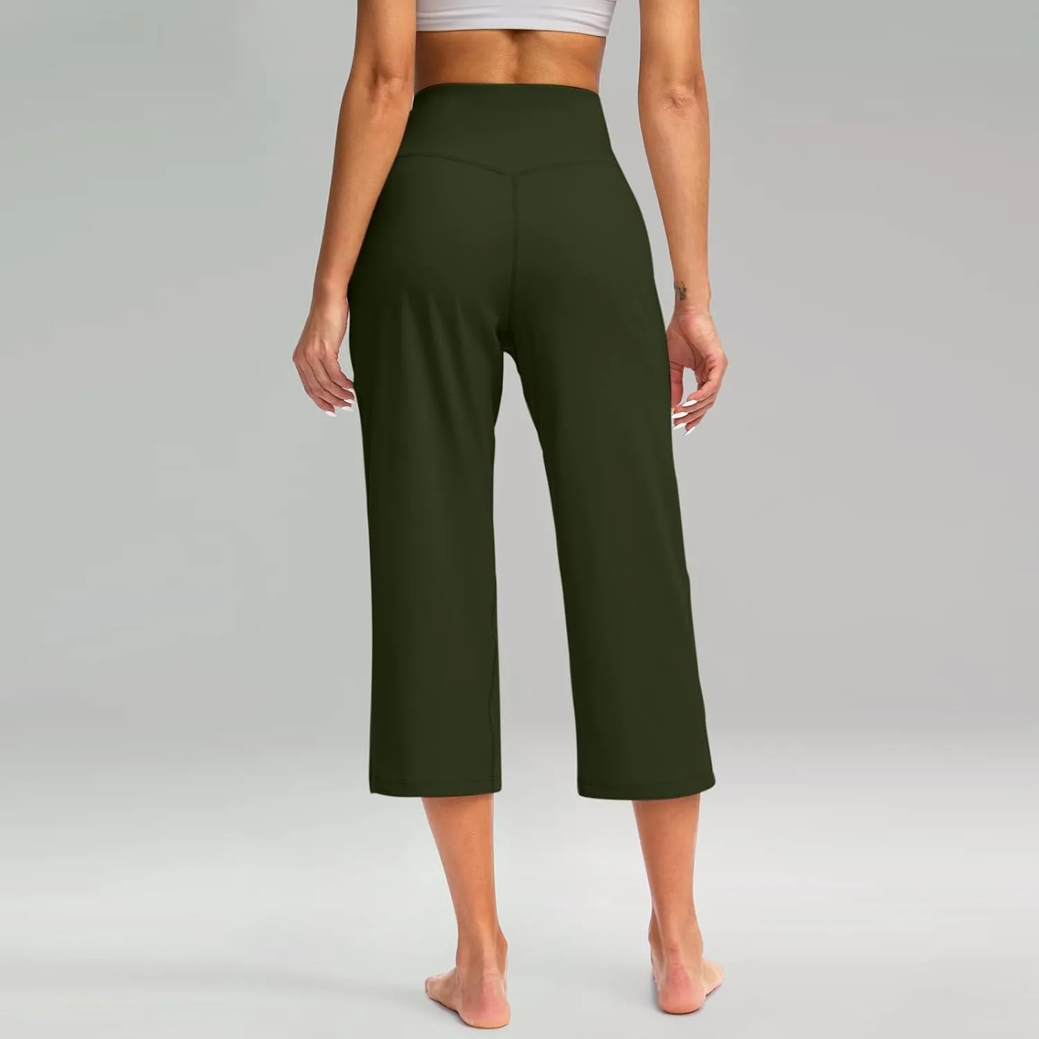 Capri Pants for Women Summer Wide Leg Capri Pants with Pockets Tummy Control Yoga Capris Plus Size Cropped Pants