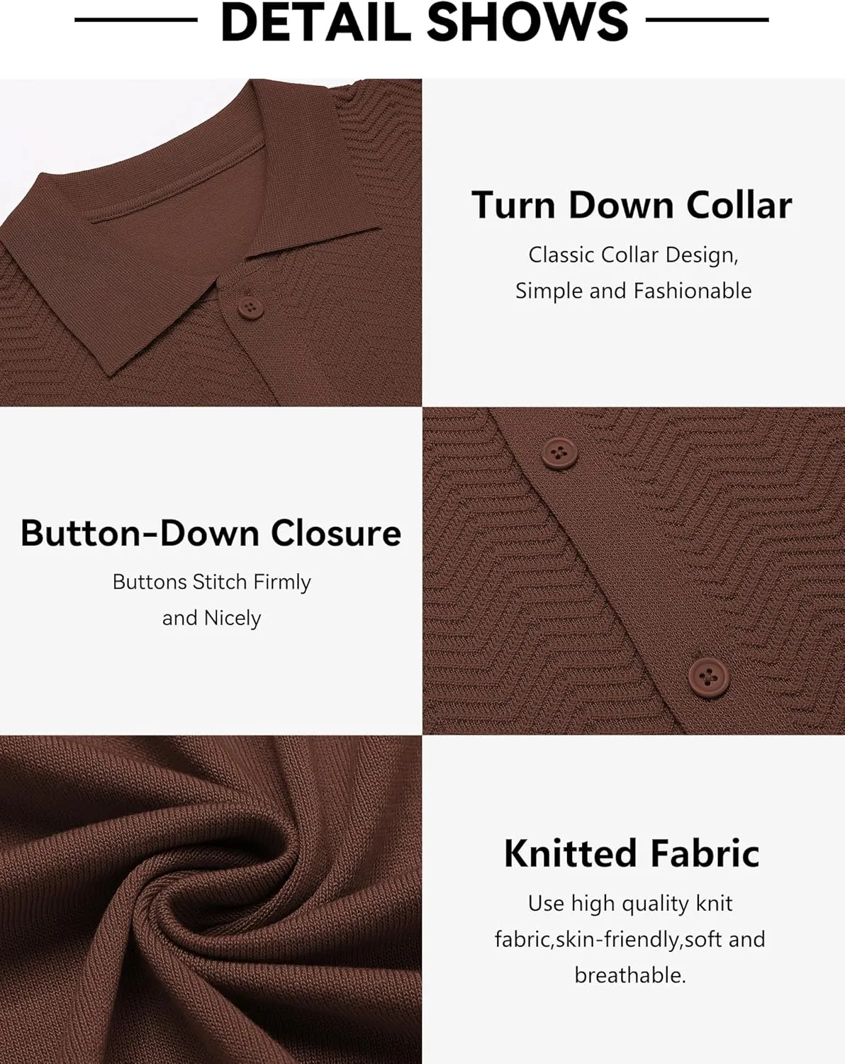 COOFANDY Mens Knit Short Sleeve Shirt Casual Button Down Shirt Vintage Fashion Polo Shirts Crochet Summer Beach Shirts