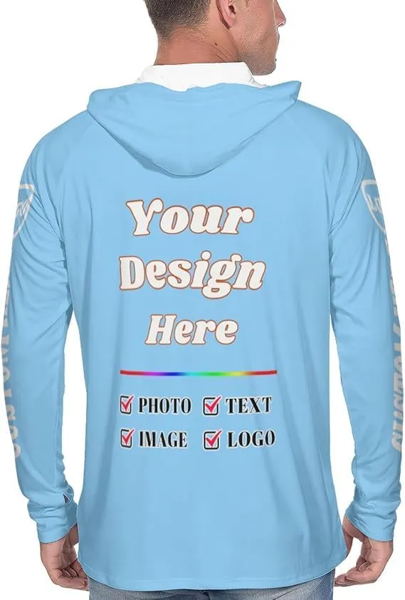 Custom Personalized Sun Protection Hoodie UV Shirt for Men Women, Customized UPF 50  Long Sleeve Tshirts Gifts