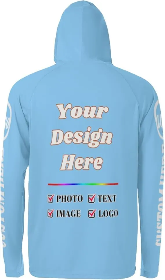 Custom Personalized Sun Protection Hoodie UV Shirt for Men Women, Customized UPF 50  Long Sleeve Tshirts Gifts
