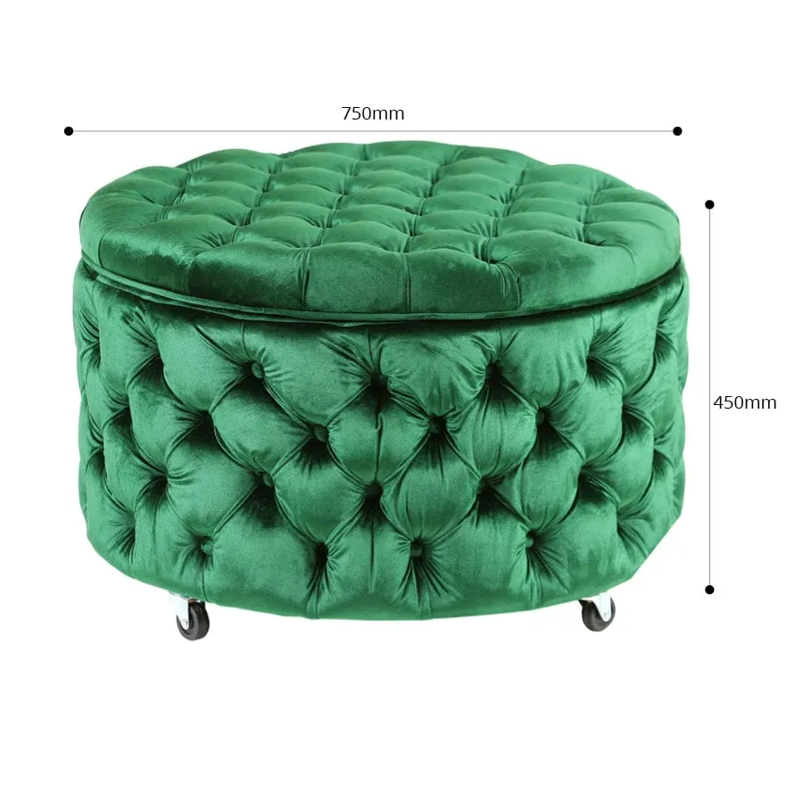 Emma Storage Ottoman Large 75cm Emerald