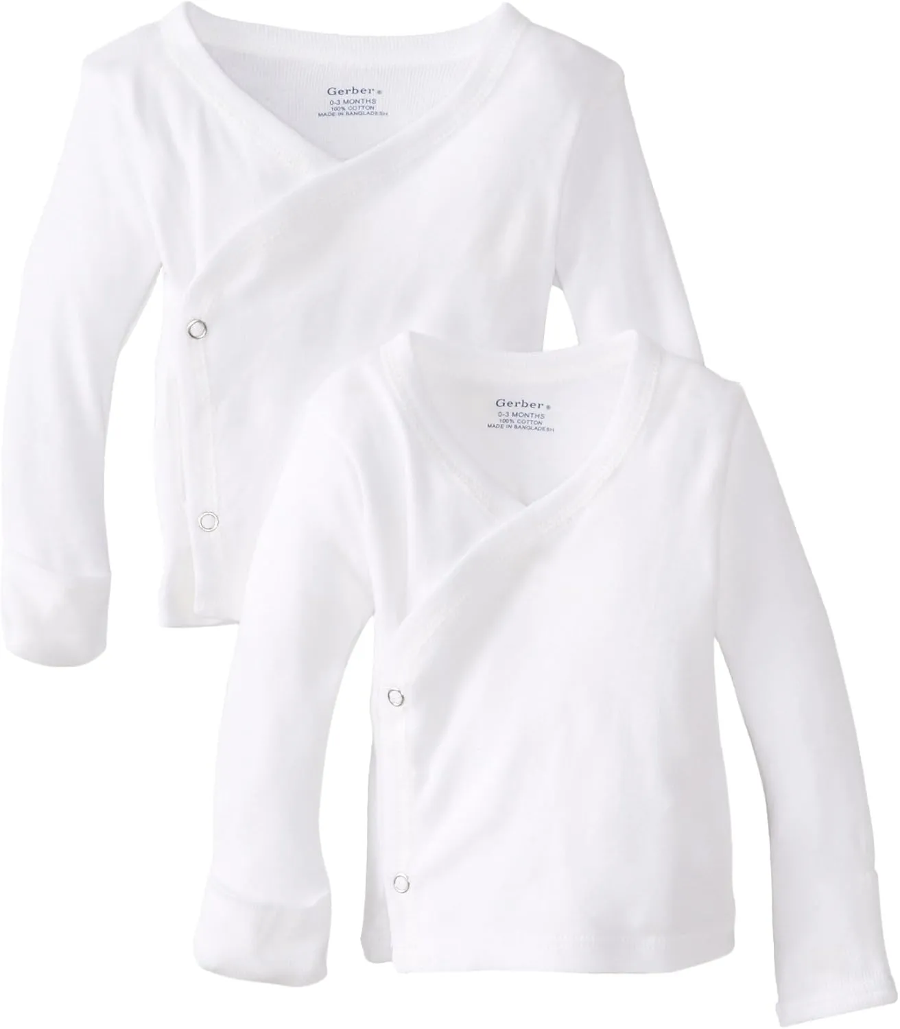 Gerber Baby 2-Pack Long-Sleeve Side-snap Mitten-Cuff Shirt