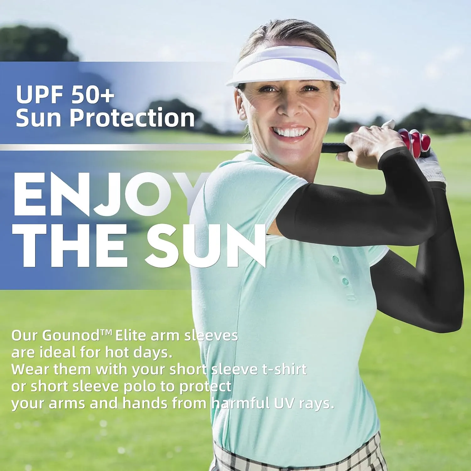 GOUNOD Sun Protection Cooling Arm Sleeves with Thumb Holes - Gardening Outdoors Sports Workouts Sunscreen Arm Sleeves