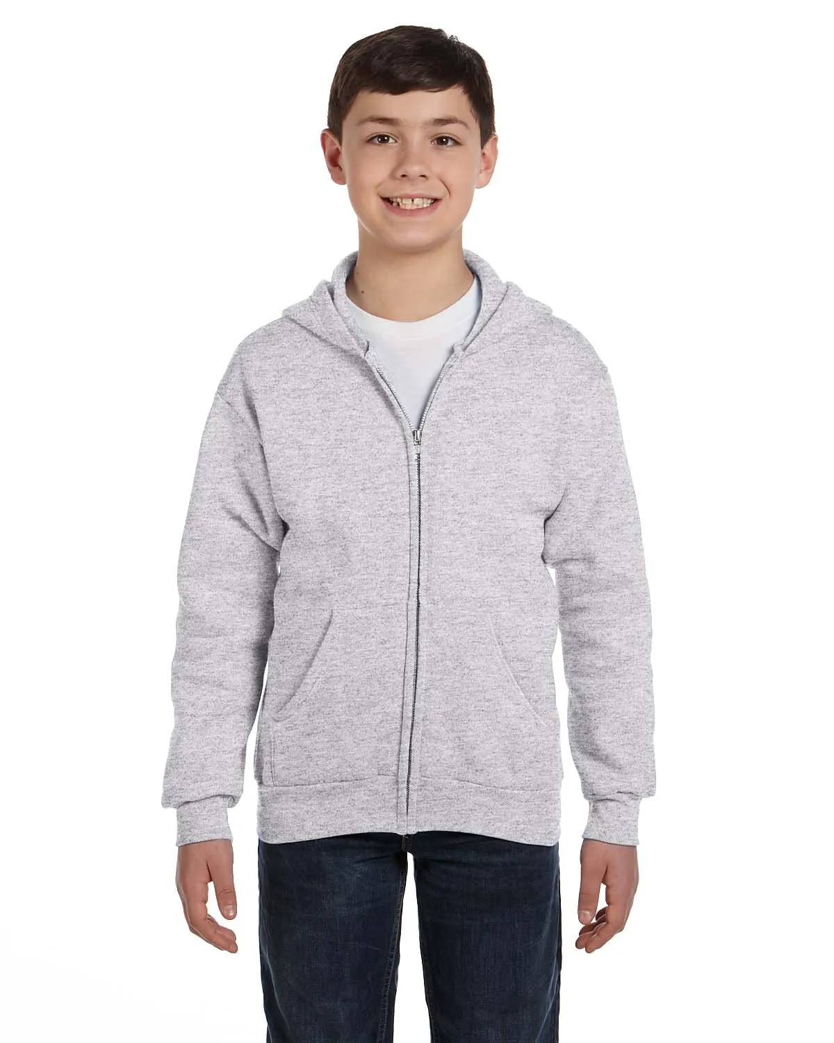 Hanes Girls Comfortblend EcoSmart Full-Zip Hooded Sweatshirt, XS, Ash