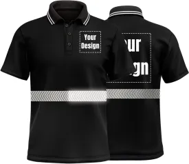 Hi Vis Safety Polo Shirt Custom Your Logo Short Sleeve T-Shirts with Reflective Strips