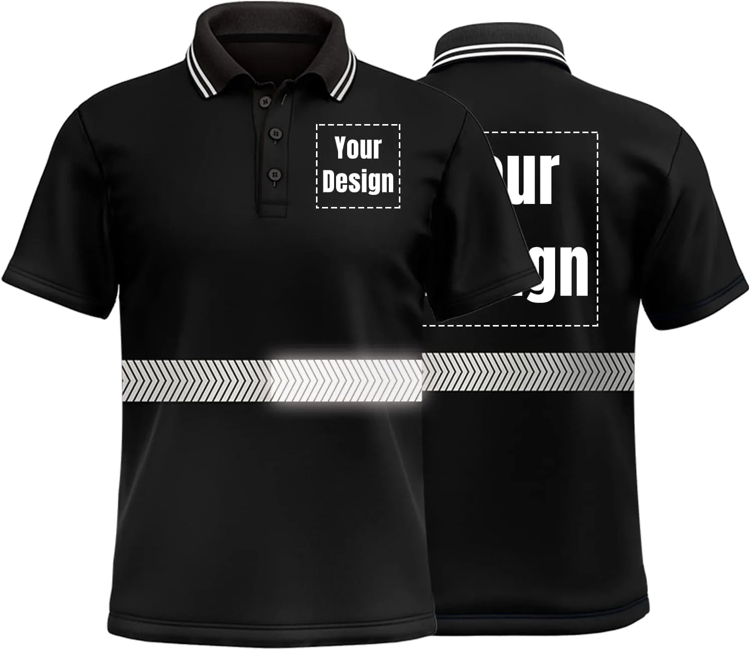 Hi Vis Safety Polo Shirt Custom Your Logo Short Sleeve T-Shirts with Reflective Strips