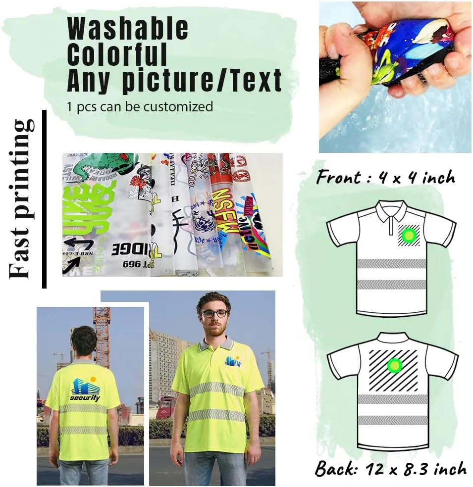 Hi Vis Safety Polo Shirt Custom Your Logo Short Sleeve T-Shirts with Reflective Strips