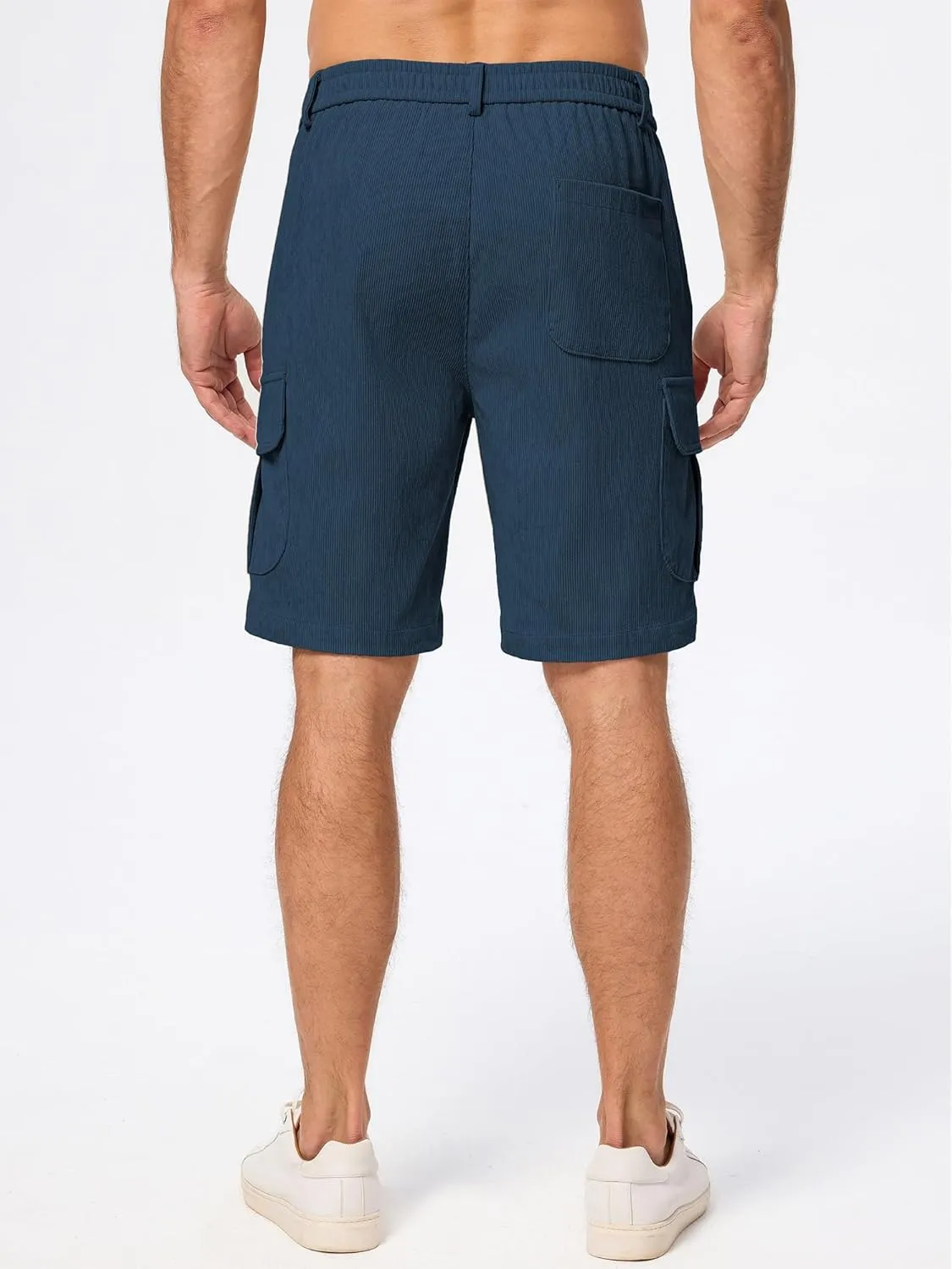JMIERR Mens Cargo Shorts Corduroy Casual Elastic Waist Lightweight Outdoor Hiking Work Short