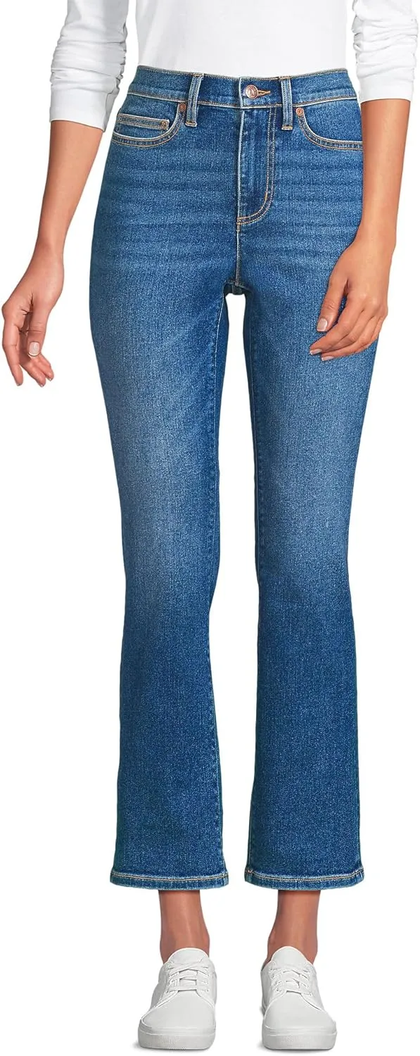Lands' End Women's Recover Denim High Rise Kick Flare Crop Jeans
