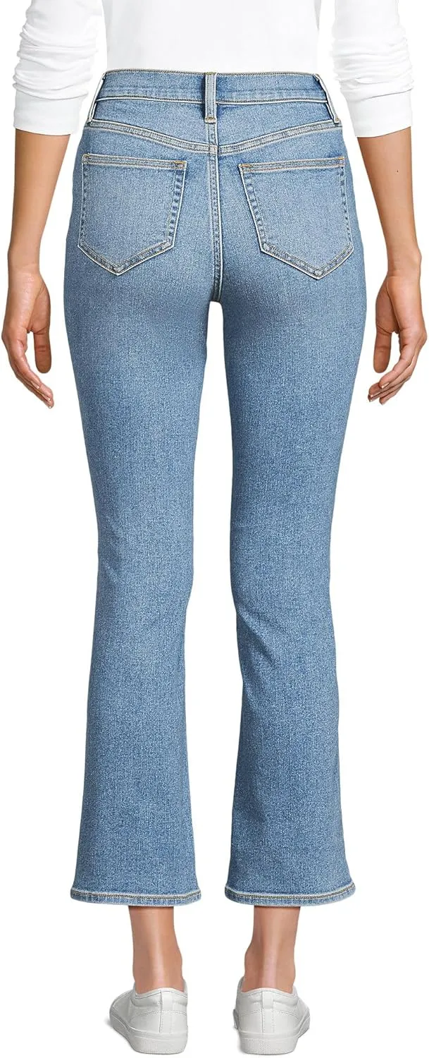Lands' End Women's Recover Denim High Rise Kick Flare Crop Jeans