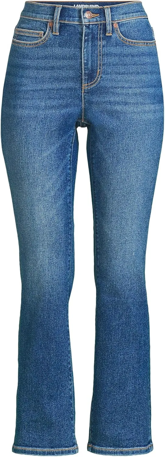 Lands' End Women's Recover Denim High Rise Kick Flare Crop Jeans