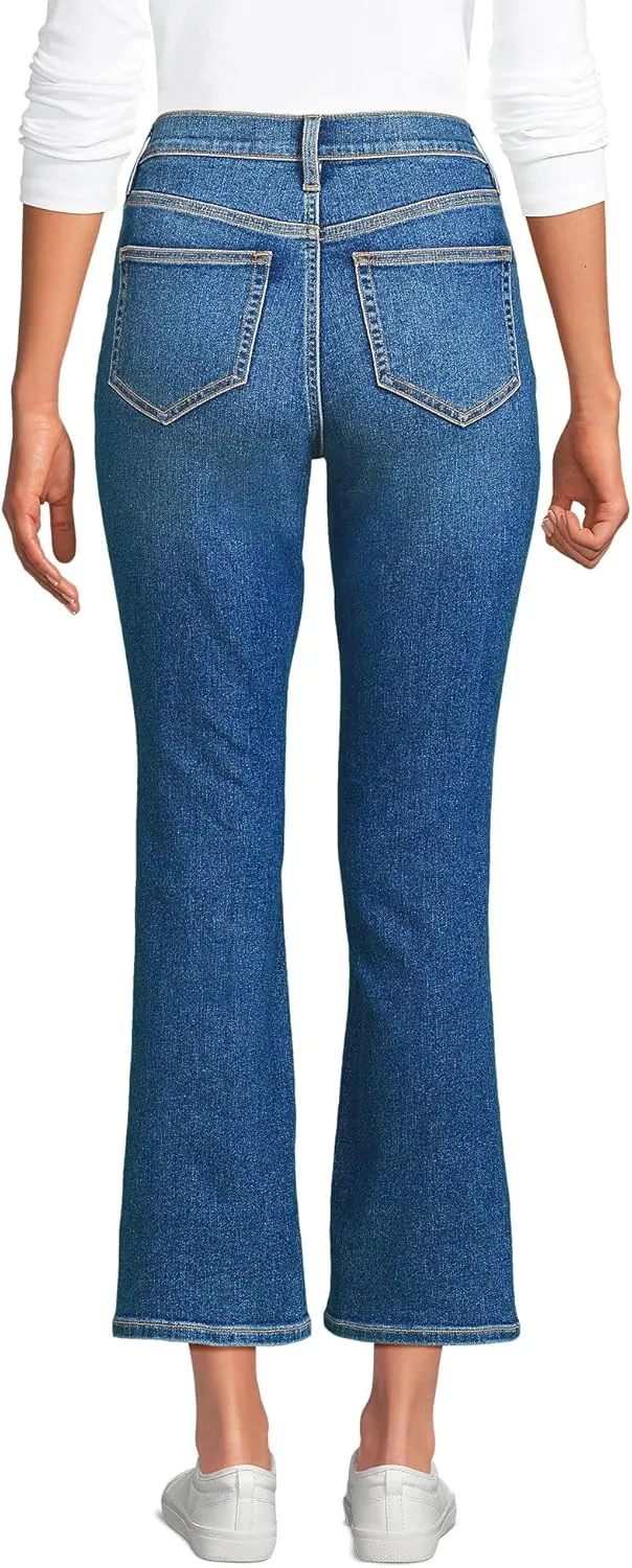 Lands' End Women's Recover Denim High Rise Kick Flare Crop Jeans