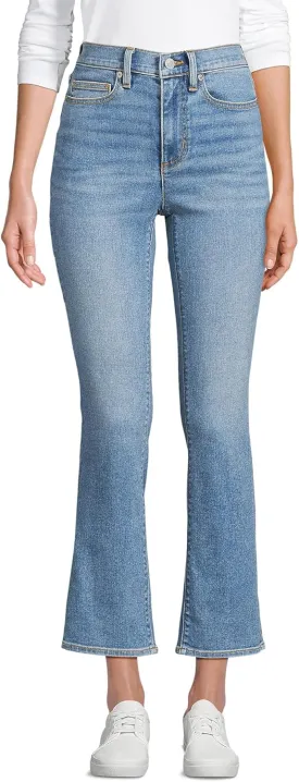 Lands' End Women's Recover Denim High Rise Kick Flare Crop Jeans