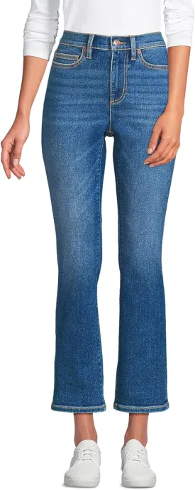 Lands' End Women's Recover Denim High Rise Kick Flare Crop Jeans