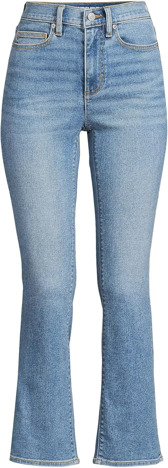 Lands' End Women's Recover Denim High Rise Kick Flare Crop Jeans