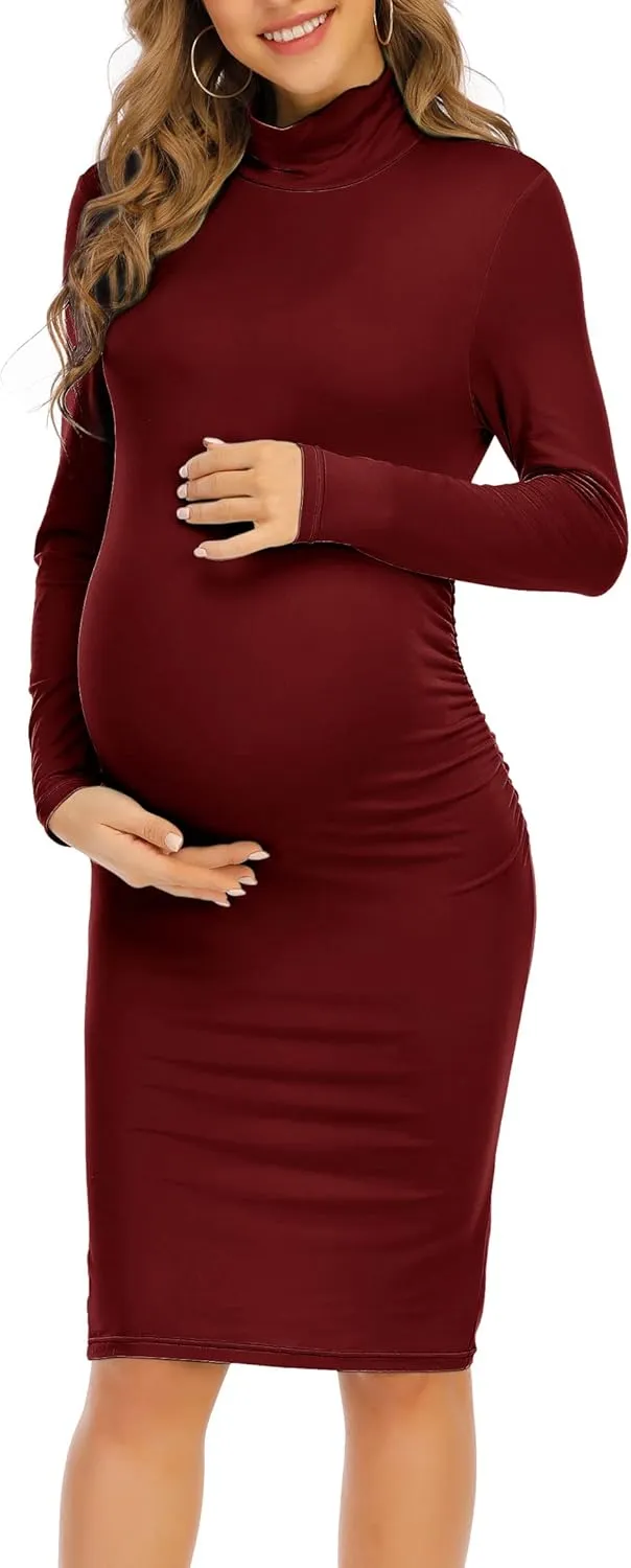 Maternity Dresses for Women Winter Long Sleeve Maternity Bodycon Dress for Baby Shower Maternity Photoshoot