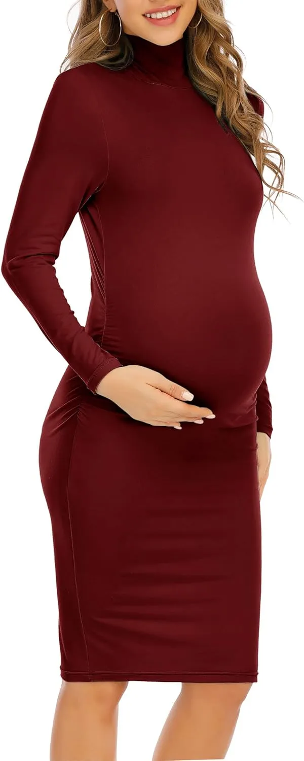 Maternity Dresses for Women Winter Long Sleeve Maternity Bodycon Dress for Baby Shower Maternity Photoshoot