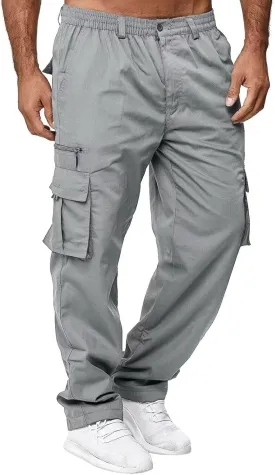 Men Outdoor Cargo Pant Lightweight Tactical Pant Hiking Jogger Classic Fit Multi Pockets
