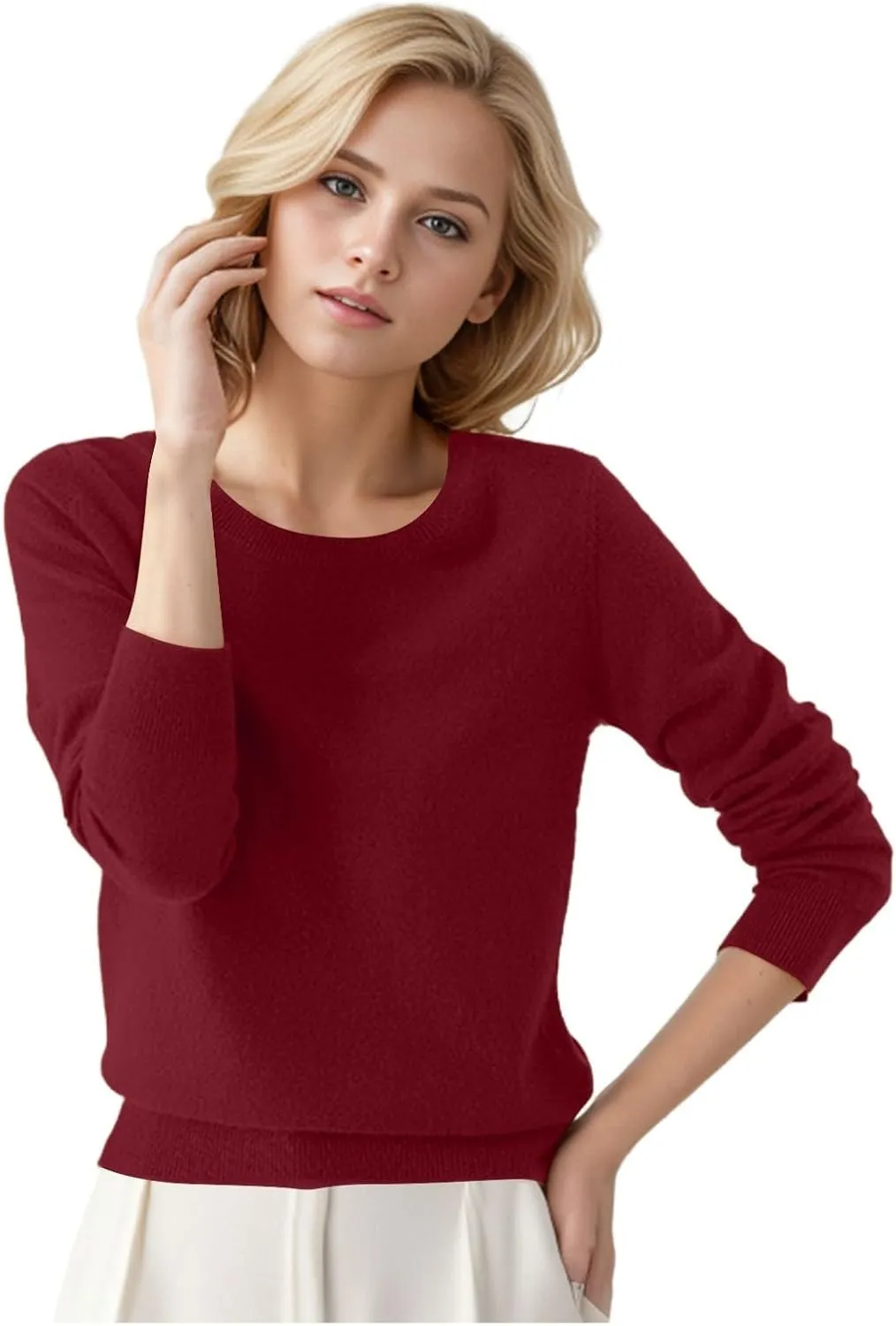 Merino Wool T Shirts for Women Soft Wool Base Layer Shirt Tops Crewneck Long Sleeve Travel Hiking Sweater