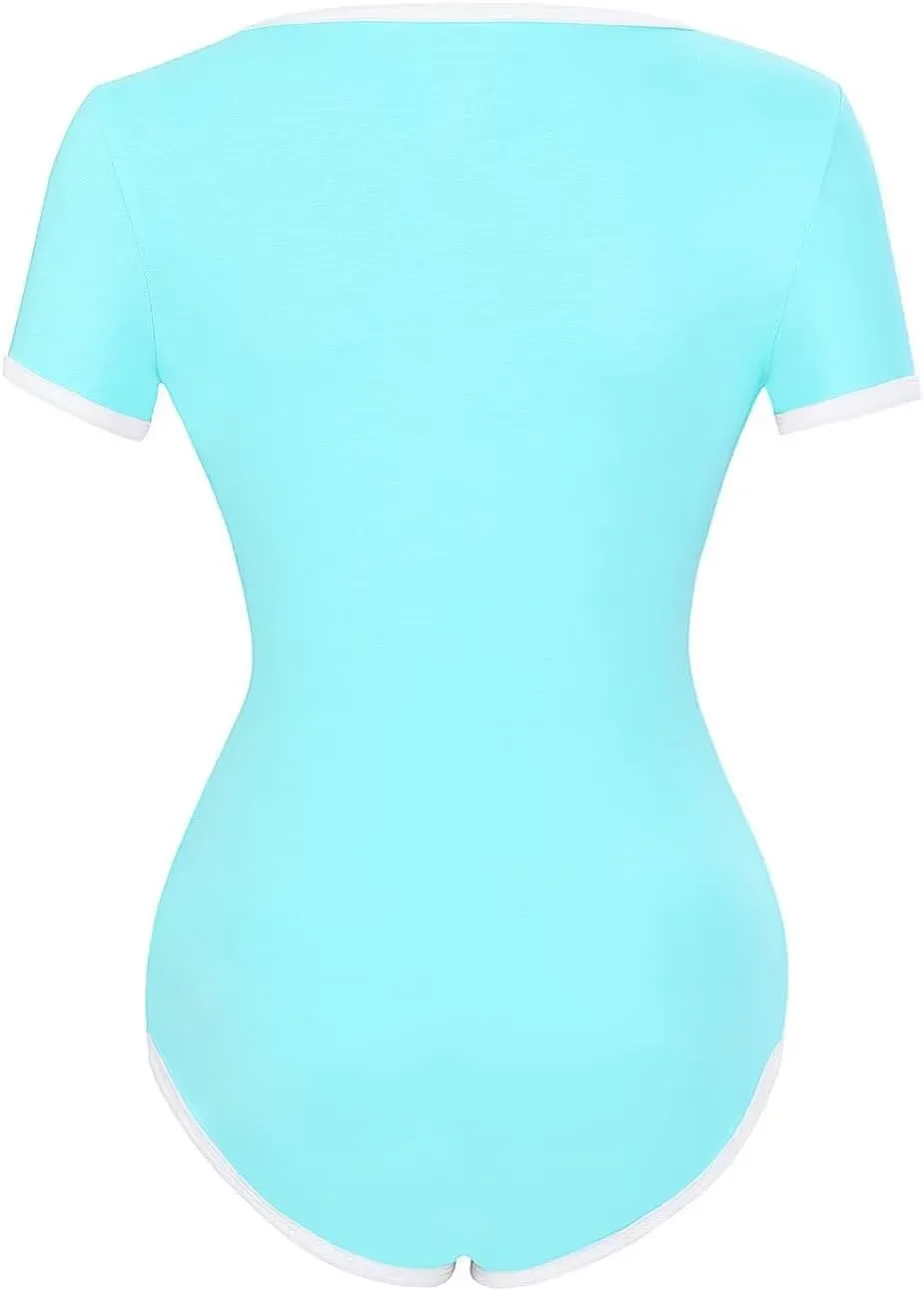 Onesie for Women Basic Adult Bodysuit Pajamas Solid Color Romper for Sleepwear Going Out