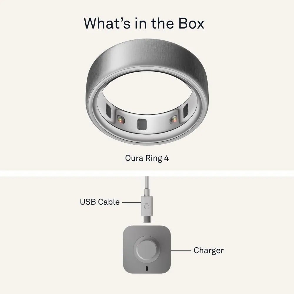 Oura Ring 4 - Brushed Silver - Size 10 - Smart Ring - Size First with Oura Ring 4 Sizing Kit - Sleep Tracking Wearable - Heart Rate - Fitness Tracker - Up to 8 Days of Battery Life