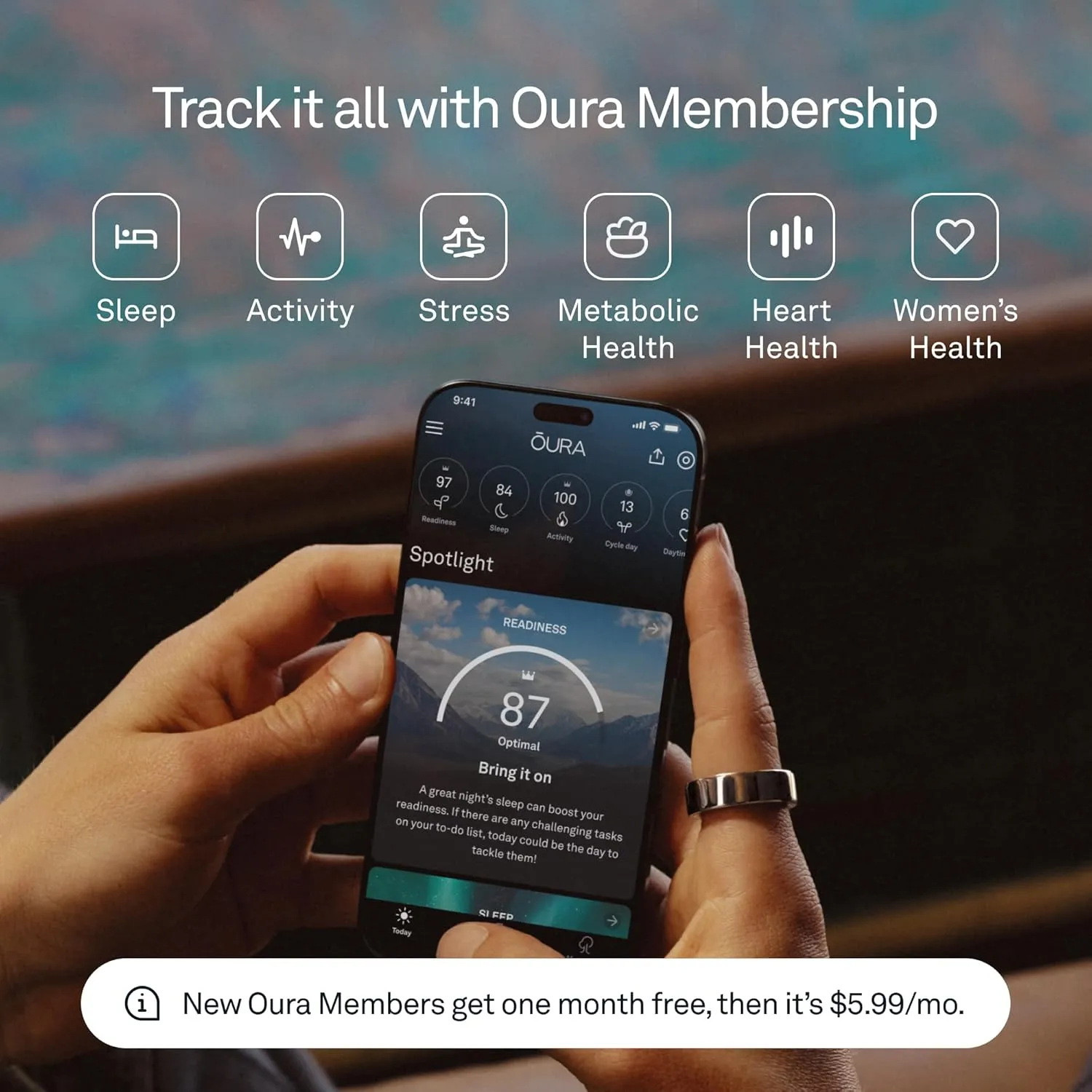 Oura Ring 4 - Brushed Silver - Size 10 - Smart Ring - Size First with Oura Ring 4 Sizing Kit - Sleep Tracking Wearable - Heart Rate - Fitness Tracker - Up to 8 Days of Battery Life