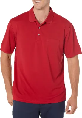PGA TOUR Men's Short Sleeve Airflux Solid Polo Shirt with Pocket
