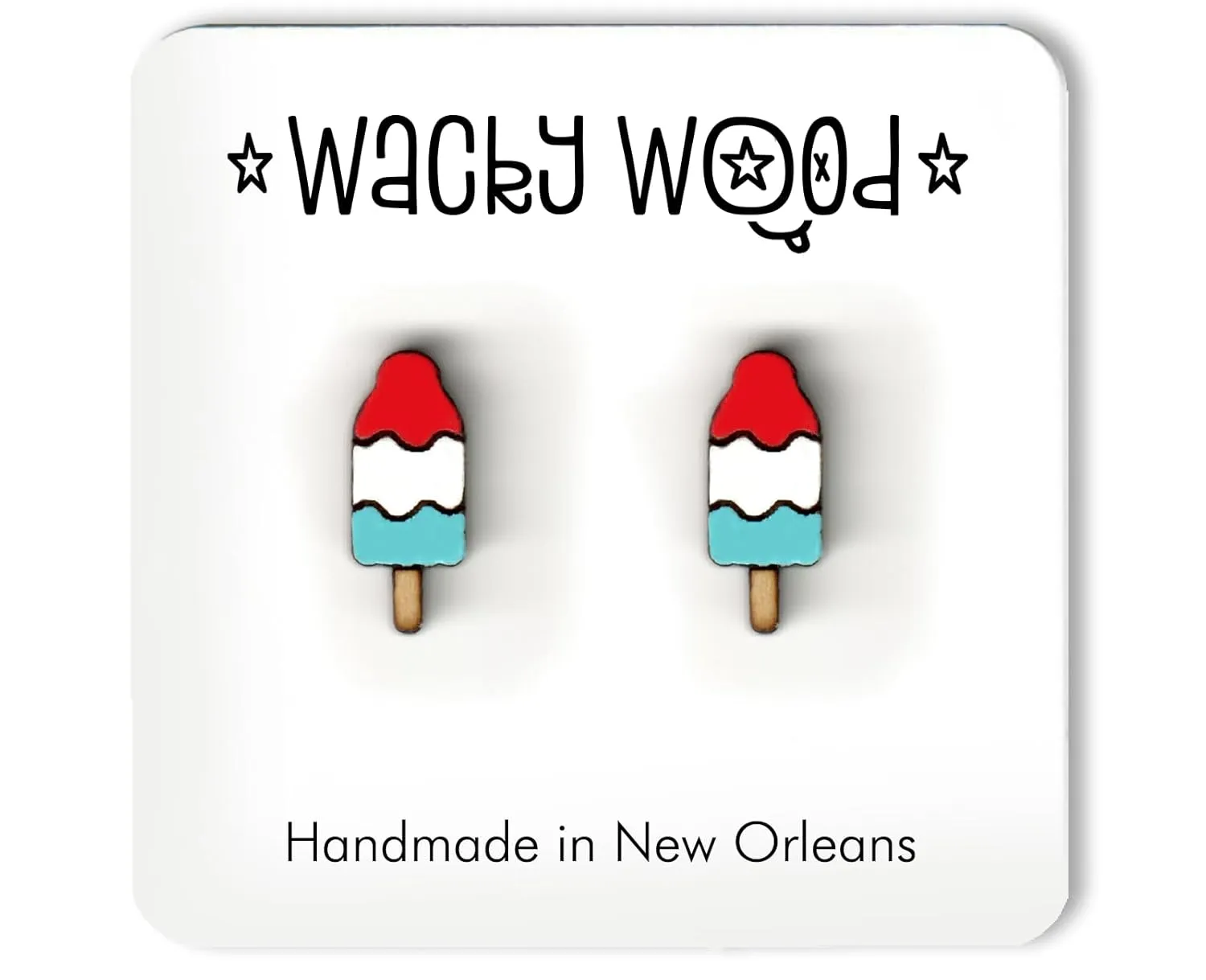 Popsicle Earrings Bomb Pop Earrings Food stud earrings Novelty gift Earrings Wooden Earring