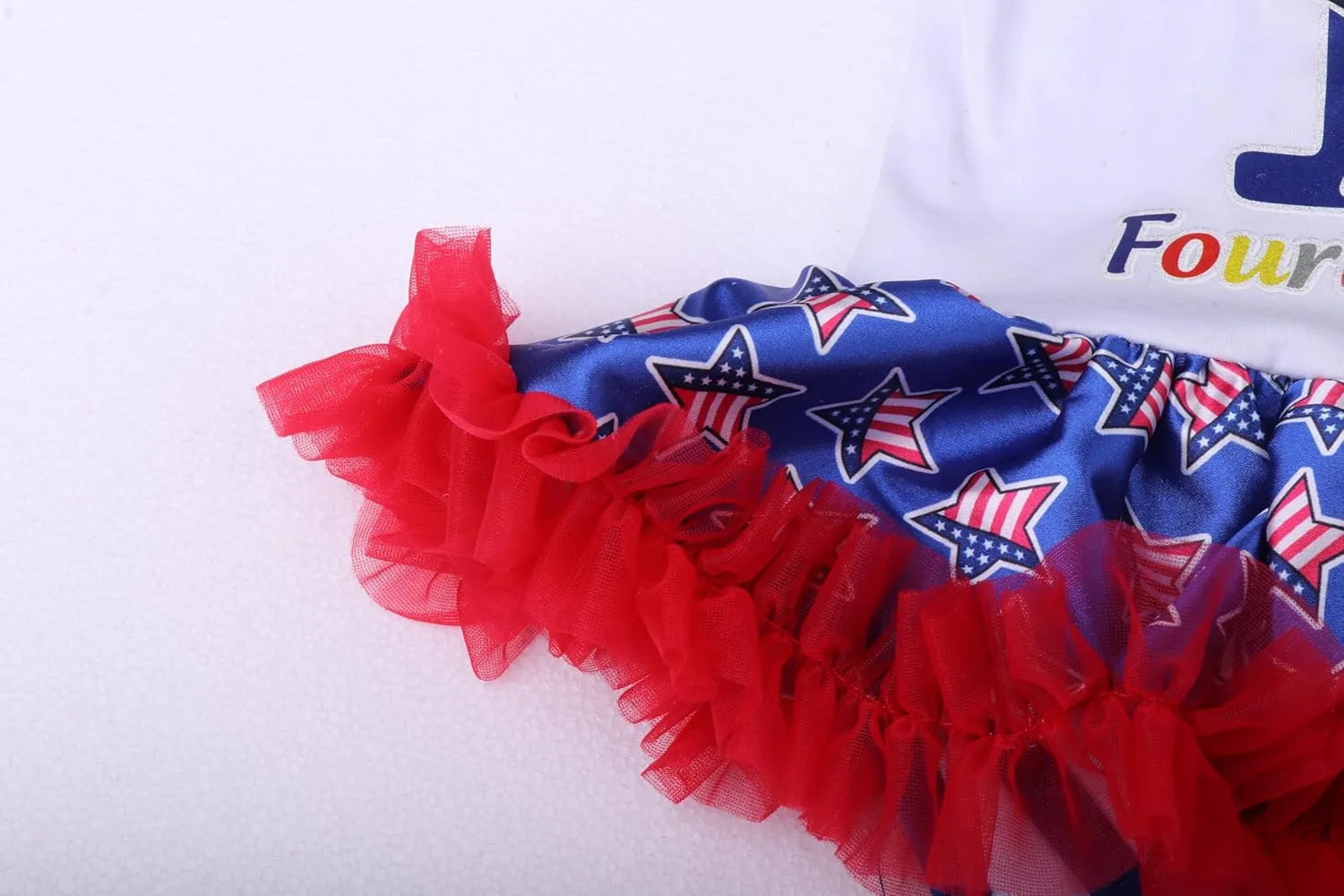 RONGTAI My First 4th of July Baby Girl Outfit Independence Day Tutu Skirt Short Headband Set 0-18 Months