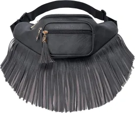 Solene Fringe Waist bag for women with Multi Zipper Pockets