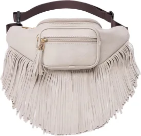 Solene Fringe Waist bag for women with Multi Zipper Pockets