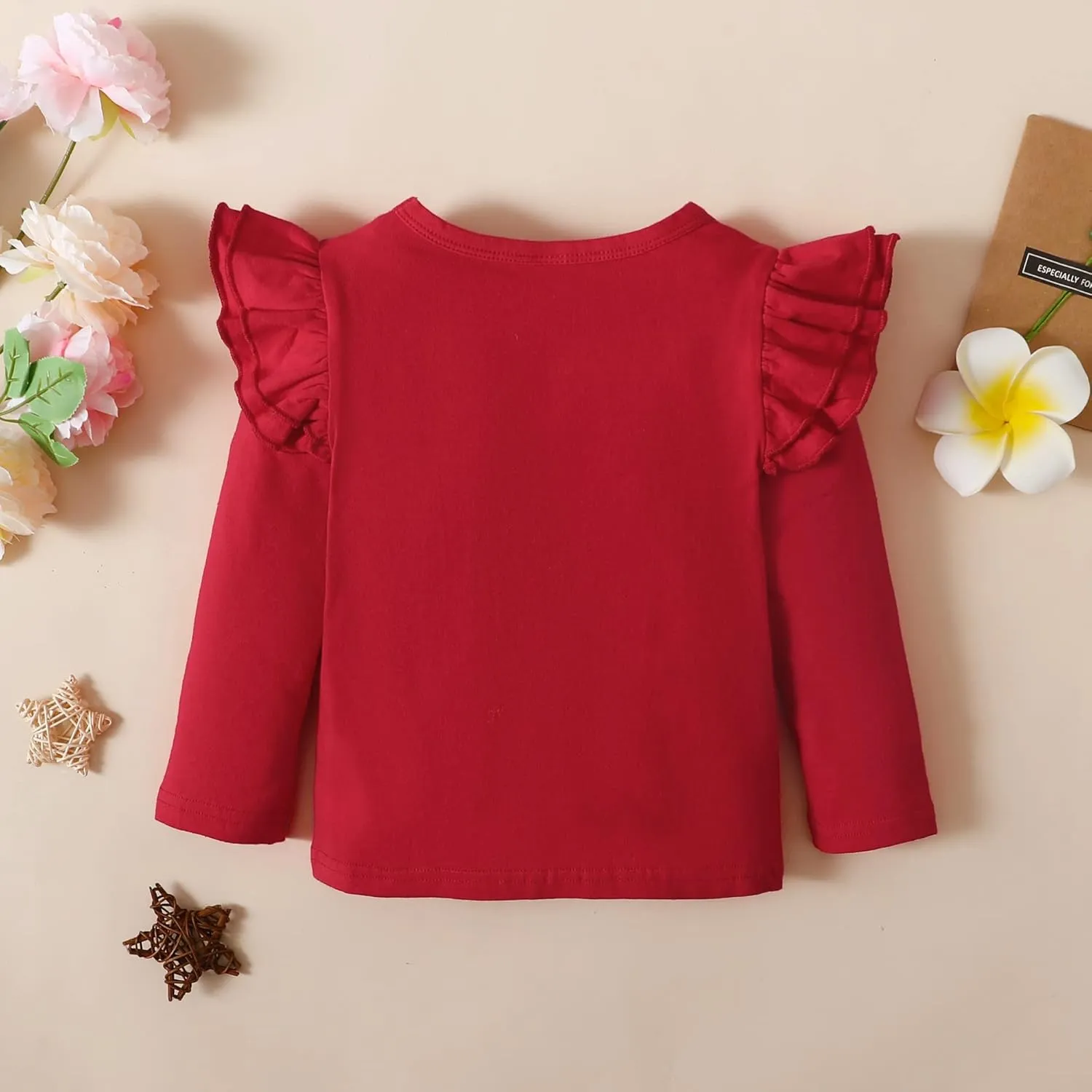 Toddler Baby Girl Solid Color T Shirt Kids Blouse Basic Plain Ruffle Top Cotton Casual Clothes