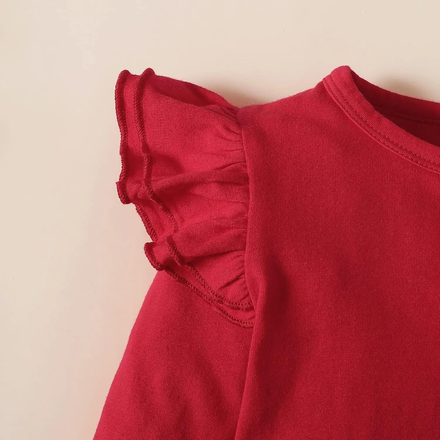 Toddler Baby Girl Solid Color T Shirt Kids Blouse Basic Plain Ruffle Top Cotton Casual Clothes
