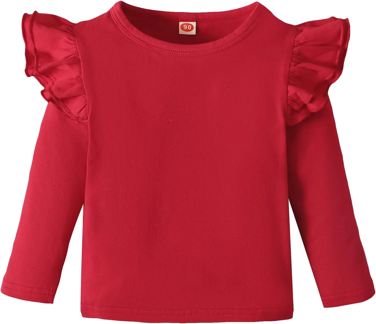 Toddler Baby Girl Solid Color T Shirt Kids Blouse Basic Plain Ruffle Top Cotton Casual Clothes