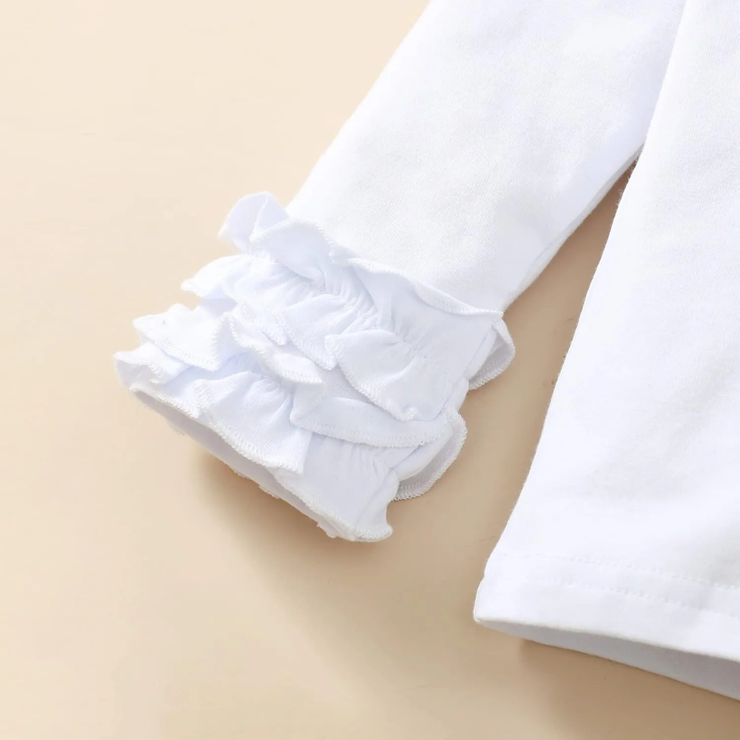 Toddler Baby Girl Solid Color T-Shirt Kids Blouse Plain Ruffle Sleeve Top Cotton Casual Clothes