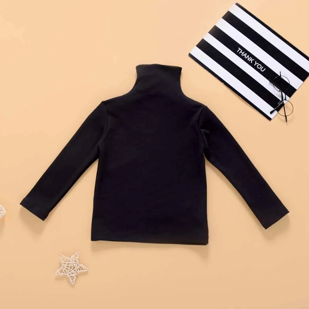 Toddler Baby Little Girls Turtleneck T Shirt Top Long Sleeve Basic Solid Color Blouse 1-5Years Old