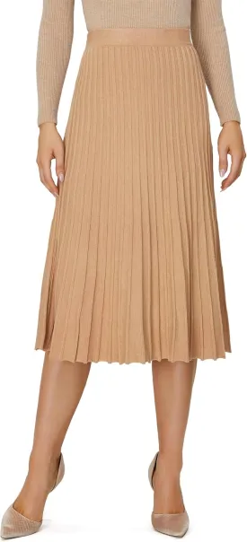 Women's Knit Maxi Pleated Skirts, High Waist Elastic A Line Long Skirt for Fall Winter