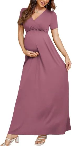 Xpenyo Maternity Maxi Dress Women Casual Wrap Long Baby Shower Pregnancy Dresses