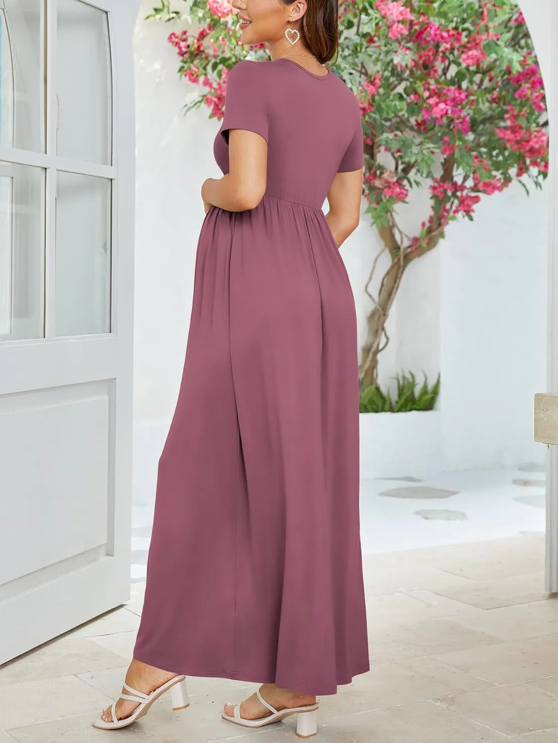 Xpenyo Maternity Maxi Dress Women Casual Wrap Long Baby Shower Pregnancy Dresses